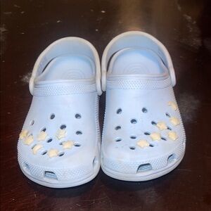 Light Blue Crocs with Star and Moon Charms